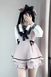 Jirai Kei Long Sleeves Bowknot Lace Sweet Dress 2 Colors